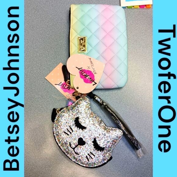 PRICE FIRM! NEW BETSEY JOHNSON 2FERONE BAG & WRISTLET. - Picture 2 of 9